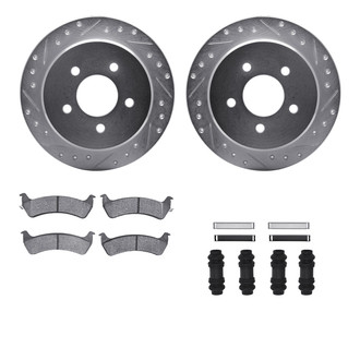 R1 Concepts® - Drilled and Slotted Rear Brake Kit with Semi-Metalic Pads