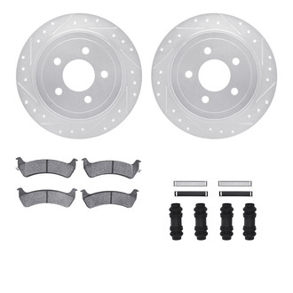R1 Concepts® - Drilled and Slotted Rear Brake Kit with Semi-Metalic Pads