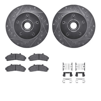 R1 Concepts® - Drilled and Slotted Front Brake Kit with Semi-Metalic Pads