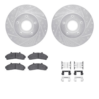 R1 Concepts® - Drilled and Slotted Front Brake Kit with Semi-Metalic Pads