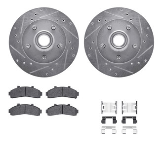 R1 Concepts® - Drilled and Slotted Front Brake Kit with Semi-Metalic Pads
