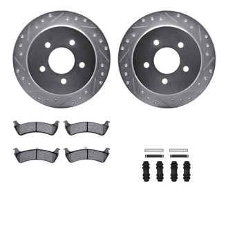 R1 Concepts® - Drilled and Slotted Rear Brake Kit with Semi-Metalic Pads