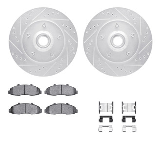 R1 Concepts® - Drilled and Slotted Front Brake Kit with Semi-Metalic Pads