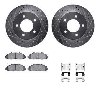 R1 Concepts® - Drilled and Slotted Front Brake Kit with Semi-Metalic Pads