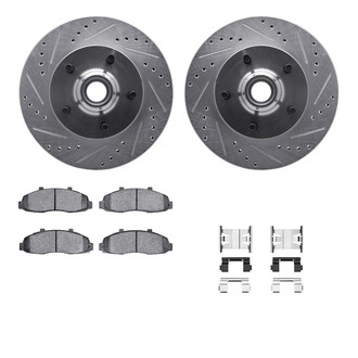 R1 Concepts® - Drilled and Slotted Front Brake Kit with Semi-Metalic Pads