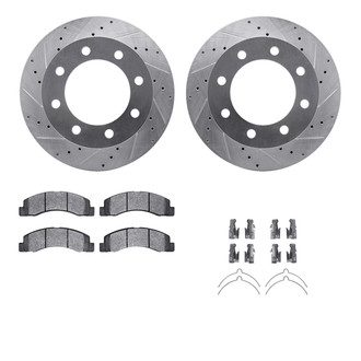 R1 Concepts® - Drilled and Slotted Front Brake Kit with Semi-Metalic Pads