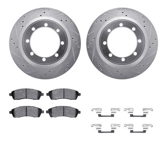 R1 Concepts® - Drilled and Slotted Rear Brake Kit with Semi-Metalic Pads