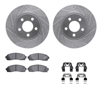 R1 Concepts® - Drilled and Slotted Front Brake Kit with Semi-Metalic Pads