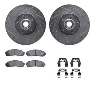 R1 Concepts® - Drilled and Slotted Front Brake Kit with Semi-Metalic Pads