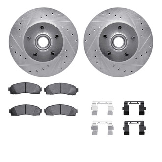 R1 Concepts® - Drilled and Slotted Front Brake Kit with Semi-Metalic Pads