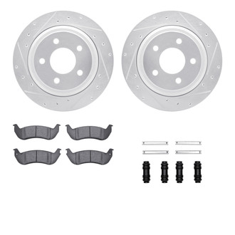 R1 Concepts® - Drilled and Slotted Rear Brake Kit with Semi-Metalic Pads