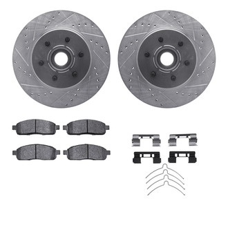 R1 Concepts® - Drilled and Slotted Front Brake Kit with Semi-Metalic Pads