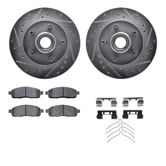 R1 Concepts® - Drilled and Slotted Front Brake Kit with Semi-Metalic Pads
