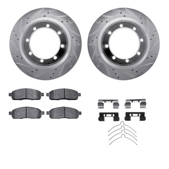 R1 Concepts® - Drilled and Slotted Front Brake Kit with Semi-Metalic Pads