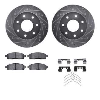 R1 Concepts® - Drilled and Slotted Front Brake Kit with Semi-Metalic Pads