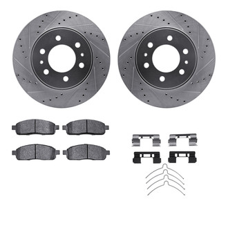 R1 Concepts® - Drilled and Slotted Front Brake Kit with Semi-Metalic Pads