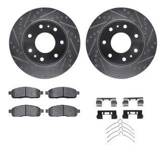 R1 Concepts® - Drilled and Slotted Front Brake Kit with Semi-Metalic Pads