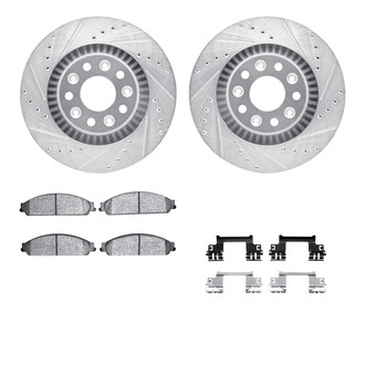 R1 Concepts® - Drilled and Slotted Front Brake Kit with Semi-Metalic Pads
