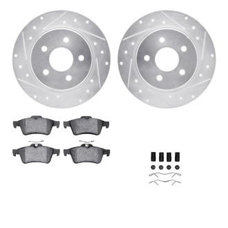 R1 Concepts® - Drilled and Slotted Rear Brake Kit with Semi-Metalic Pads