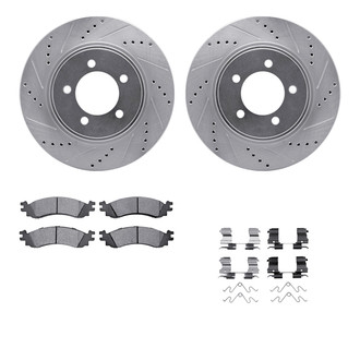 R1 Concepts® - Drilled and Slotted Front Brake Kit with Semi-Metalic Pads