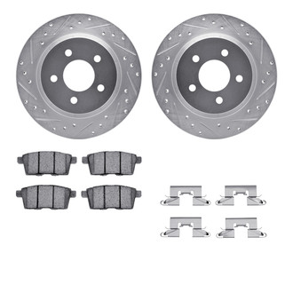 R1 Concepts® WGYH1-54190 - Drilled and Slotted Rear Brake Kit with Semi-Metalic Pads