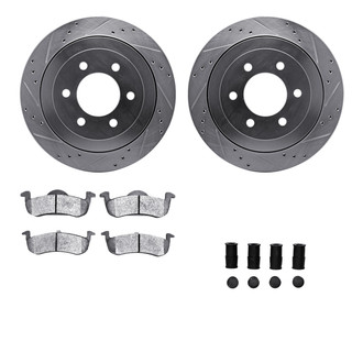 R1 Concepts® - Drilled and Slotted Rear Brake Kit with Semi-Metalic Pads