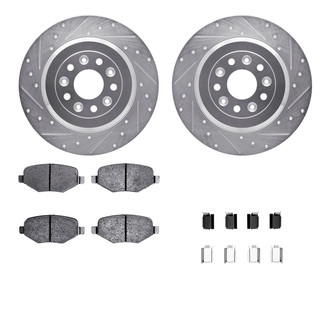 R1 Concepts® - Drilled and Slotted Rear Brake Kit with Semi-Metalic Pads