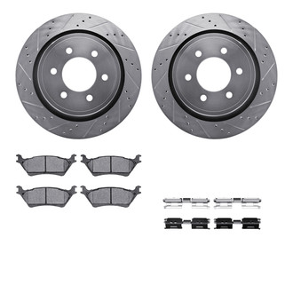 R1 Concepts® - Drilled and Slotted Rear Brake Kit with Semi-Metalic Pads
