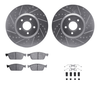 R1 Concepts® - Drilled and Slotted Front Brake Kit with Semi-Metalic Pads