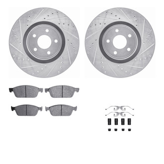 R1 Concepts® - Drilled and Slotted Front Brake Kit with Semi-Metalic Pads