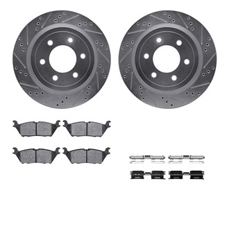 R1 Concepts® - Drilled and Slotted Rear Brake Kit with Semi-Metalic Pads