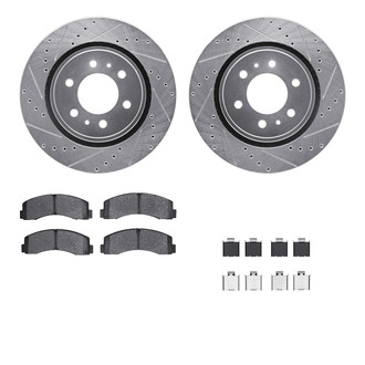 R1 Concepts® - Drilled and Slotted Front Brake Kit with Semi-Metalic Pads
