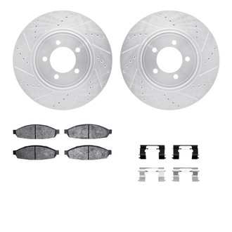 R1 Concepts® - Drilled and Slotted Front Brake Kit with Semi-Metalic Pads