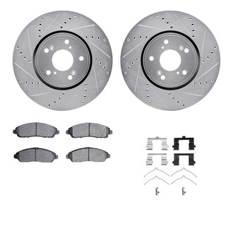R1 Concepts® - Drilled and Slotted Front Brake Kit with Semi-Metalic Pads