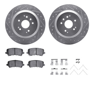 R1 Concepts® - Drilled and Slotted Rear Brake Kit with Semi-Metalic Pads
