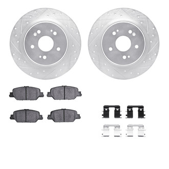 R1 Concepts® - Drilled and Slotted Rear Brake Kit with Semi-Metalic Pads