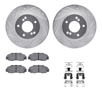 R1 Concepts® - Drilled and Slotted Front Brake Kit with Semi-Metalic Pads