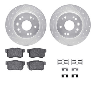 R1 Concepts® - Drilled and Slotted Rear Brake Kit with Semi-Metalic Pads
