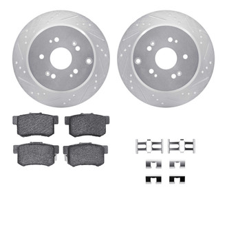 R1 Concepts® - Drilled and Slotted Rear Brake Kit with Semi-Metalic Pads