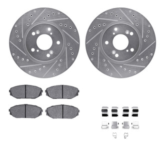 R1 Concepts® - Drilled and Slotted Front Brake Kit with Semi-Metalic Pads