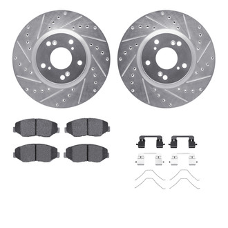 R1 Concepts® - Drilled and Slotted Front Brake Kit with Semi-Metalic Pads