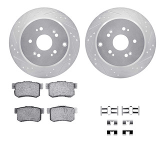 R1 Concepts® - Drilled and Slotted Rear Brake Kit with Semi-Metalic Pads