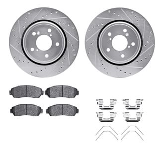 R1 Concepts® - Drilled and Slotted Front Brake Kit with Semi-Metalic Pads
