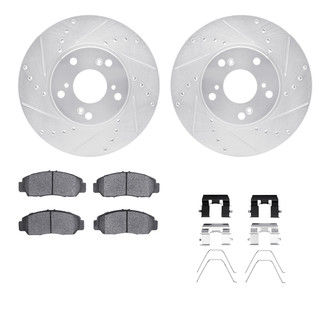 R1 Concepts® - Drilled and Slotted Front Brake Kit with Semi-Metalic Pads