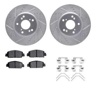 R1 Concepts® - Drilled and Slotted Front Brake Kit with Semi-Metalic Pads