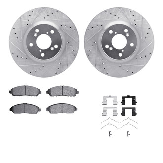R1 Concepts® - Drilled and Slotted Front Brake Kit with Semi-Metalic Pads