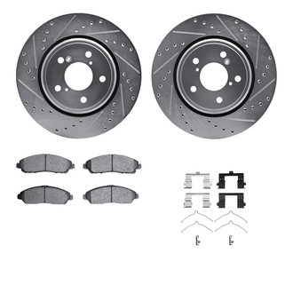 R1 Concepts® - Drilled and Slotted Front Brake Kit with Semi-Metalic Pads