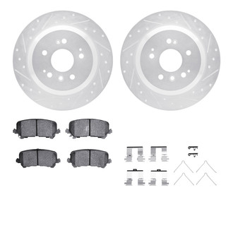 R1 Concepts® - Drilled and Slotted Rear Brake Kit with Semi-Metalic Pads