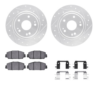 R1 Concepts® - Drilled and Slotted Front Brake Kit with Semi-Metalic Pads