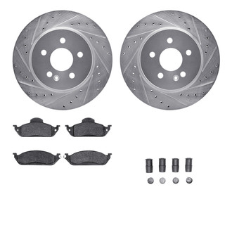 R1 Concepts® - Drilled and Slotted Front Brake Kit with Semi-Metalic Pads